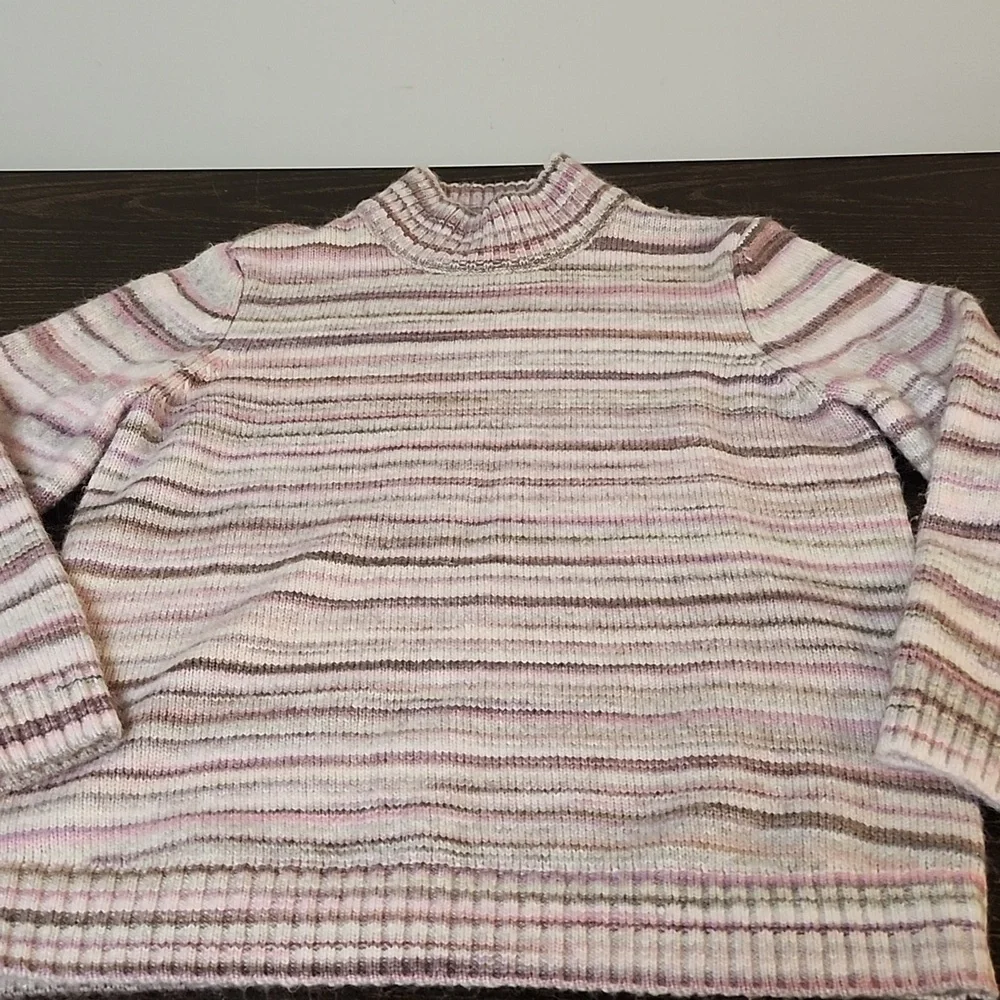 Appleseed’s Wool Blend Pink Knit Sweater Sz Large Mock Neck